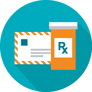 envelope and prescription bottle icon