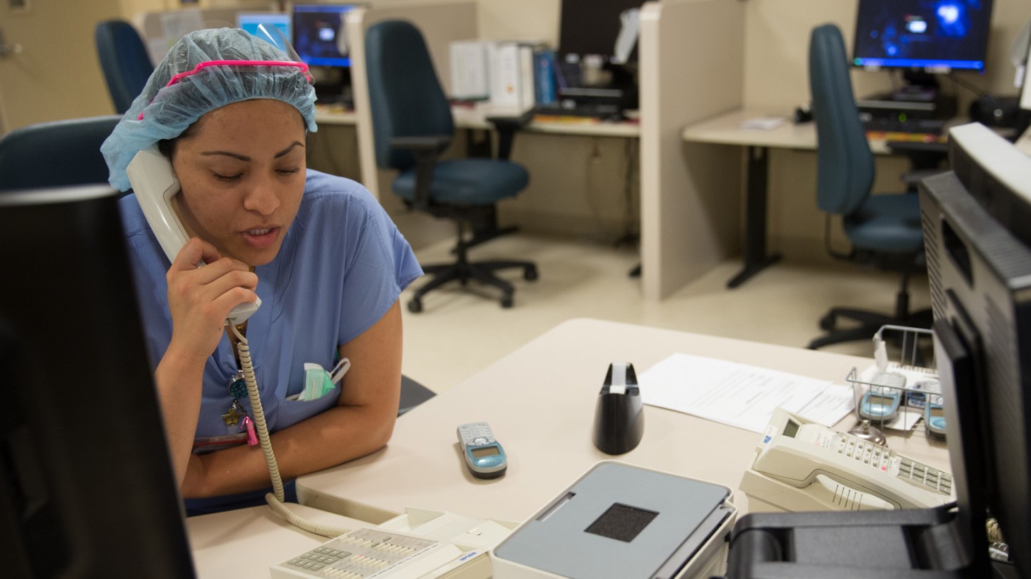 Nurse on phone.